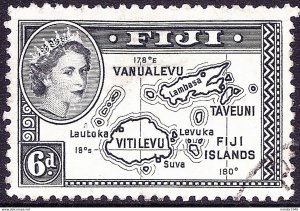 FIJI 1954 QEII 6d Black SG287 FU