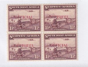 SOUTH WEST AFRICA # O17 VF-MNH BLOCK OF 4 OFFICIAL O/PRINTS CAT VALUE $68.50