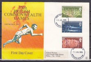 Great Britain, Scott cat. 639-641. Commonwealth Games issue. First Day Cover. ^