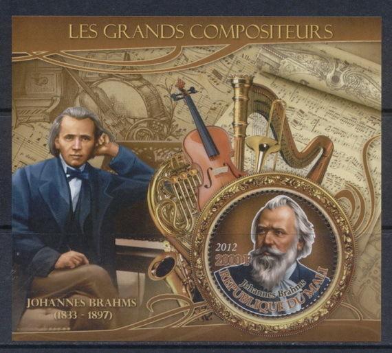 Composers Classical Music Mozart Bach Verdi Debussy Mali MNH stamp set 10 s/s