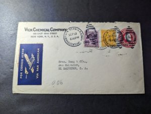 1932 USA Airmail Cover New York NY to San Salvador El Salvador Central America