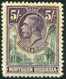 NORTHERN RHODESIA-1925-29 5/- Slate-Grey & Violet Sg 14 light gum toning M/M