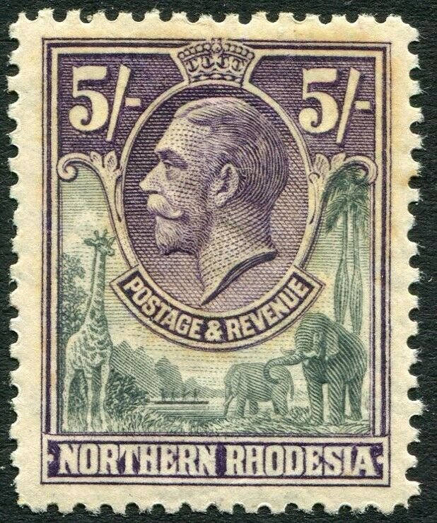 NORTHERN RHODESIA-1925-29 5/- Slate-Grey & Violet Sg 14 light gum toning M/M