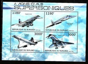 Burundi-Sc#1257- id9-unused NH sheet-Planes-Supersonic-2012-