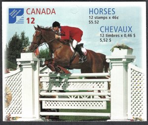 Canada #1798a 46¢ Canadian Horses (1999). Booklet of 12. Four designs. MNH