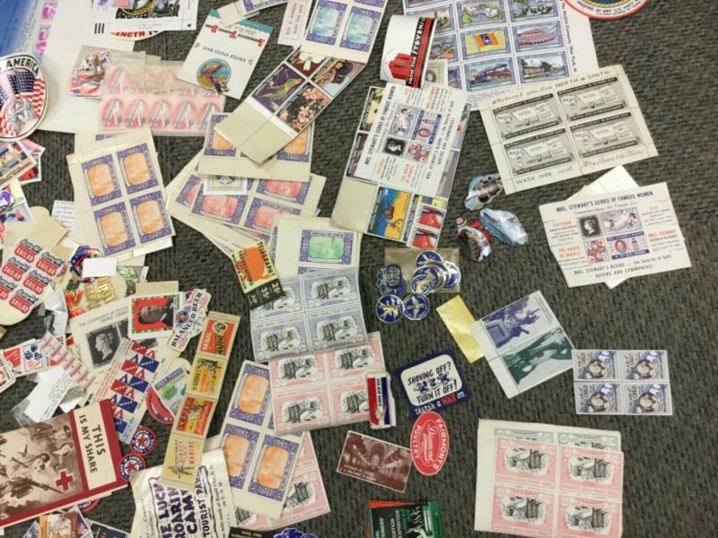Hundreds of Patriotic Poster Stamps, Advertising labels  Foil, die cut, HUGE LOT