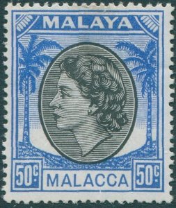 Malaysia Malacca 1954 SG35 50c black and blue Palms QEII MH