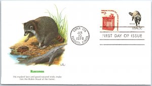 US FLEETWOOD CACHETED FIRST DAY COVER RACCOON 13c DEFINITIVE CAPEX TORONTO 1978