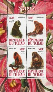 Monkey Fauna Flower Souvenir Sheet of 4 Stamps Mint NH