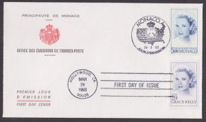 MONACO UNITED STATES JOINT ISSUE - 1993 PRINCESS GRACE KELLY PATRICIA - FDC