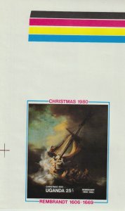 UGANDA 1980 CHRISTMAS UNISSUED ESSAY sheet from FORMAT INTERNATIONAL