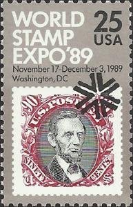U.S.#2410 World Stamp Expo '89 25c Single, MNH.