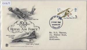 C069 - STUART ILLUSTRATED FDC MAY 1968 - 50th ANNIVERSARY OF THE ROYAL AIR FORCE