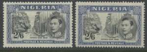 NIGERIA Sc#63a, 63b 1942 2/6 KGVI Perf 13.5 & 14 Varieties OG Mint H & NH