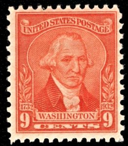 US 714 MNH VF 9 Cent Washington-Pale Red