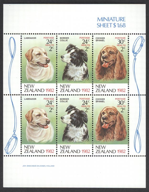 New Zealand Sc# B114a MNH Souvenir Sheet 1982 Dogs