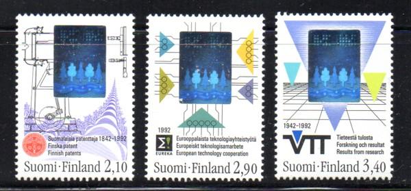 Finland Sc 886-8 1992 Technology Hologram stamp set mint NH