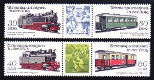 Germany DDR 2405-06 MNH 1984 Locomotive & Passenger Car Joint Set w/Labels