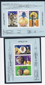 Umm Al Qiwain # MiBlock18-19, Apollo 12, Souvenir Sheets, Mint NH