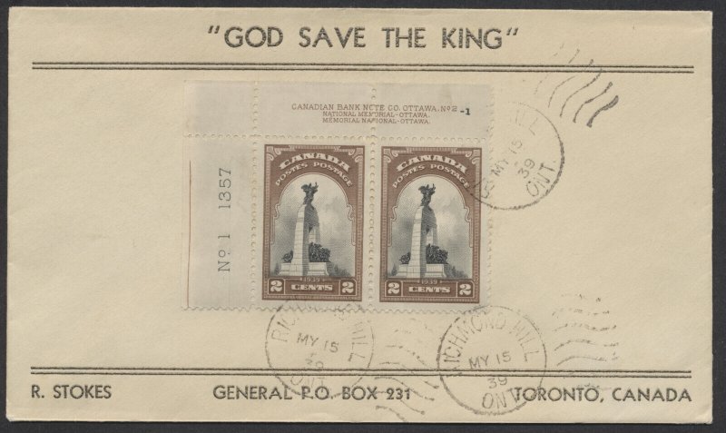 1939 #246-248 Set of 3 Royal Visit FDCs Plate Blocks Stokes Cachet Richmond Hill