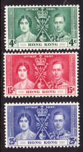 Hong Kong #151-53 Coronation MNH set