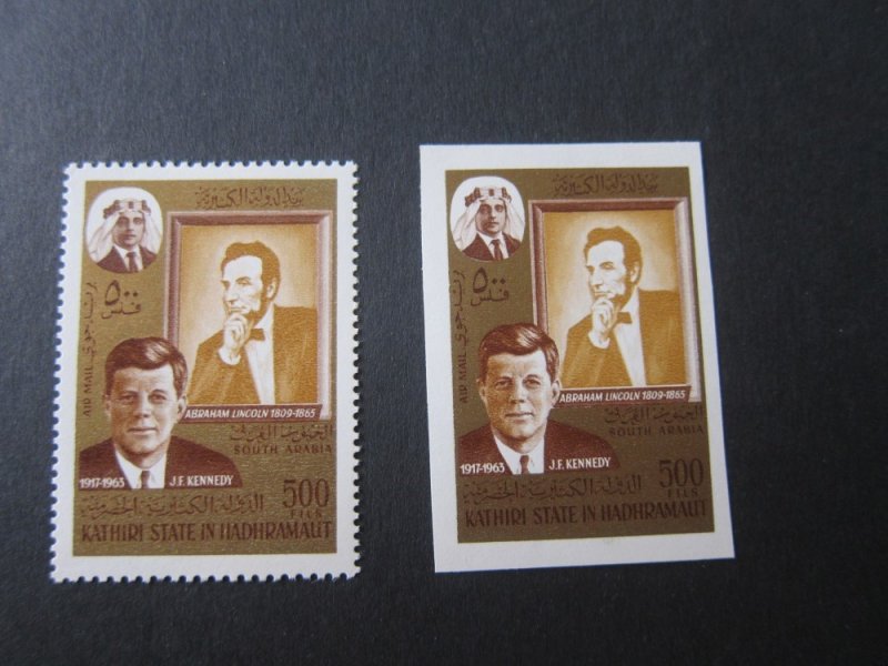 Aden Kathiri Mi 164a,b John F Kennedy set MNH