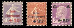 France, 1900-1950 #B28-30 Cat$192.50, 1928 Semi-Postals, set of three, never ...