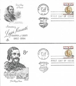 1958 FDC, #1118, 8c Lajos Kossuth, Art Craft & Artmaster