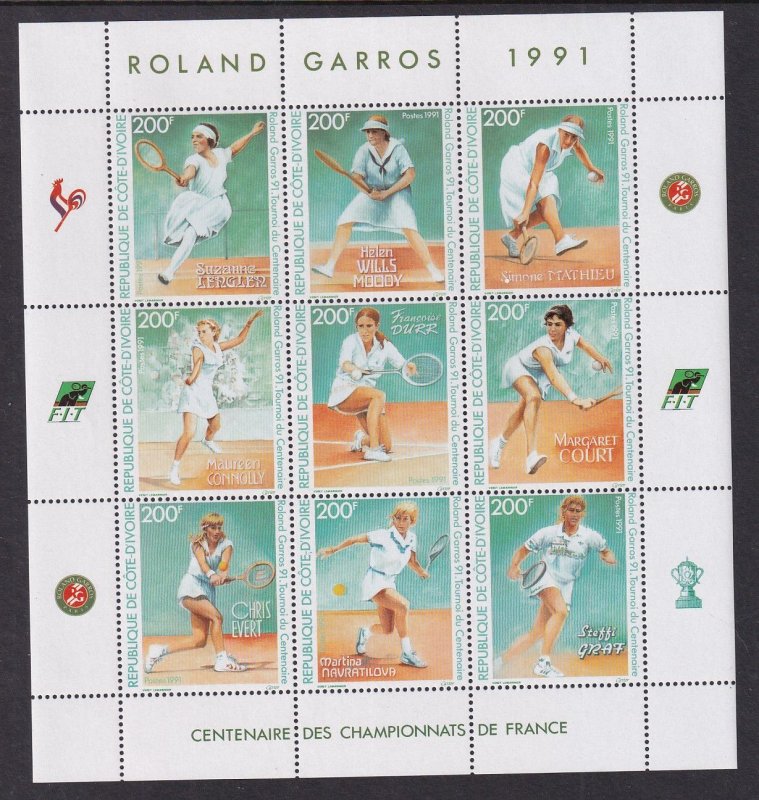 Ivory Coast 900-901 Tennis Souvenir Sheets MNH VF