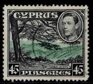 CYPRUS GVI SG161, 45pi green & black, FINE USED.