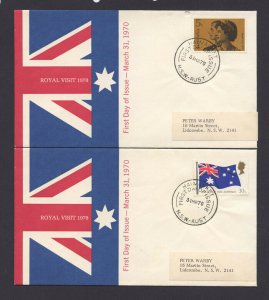 Australia 1970 Royal Visit Scarce Official Australia Post FDC set of 2