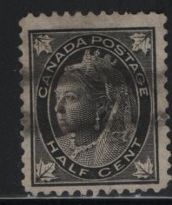 CANADA 66 U QUEEN VICTORIA ( HALF A CENT ON BLACK) 1897-98