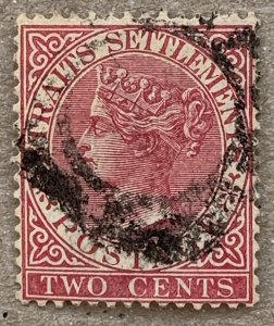 Straits Settlements 1883 2c pale rose, used. Scott 41a, CV $4.75. SG 63