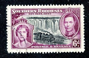 1937  Southern Rhodesia Sc.# 41 U cv $3.75  (72 BCXX )