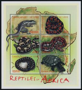 Sierra Leone 2390 MNH Snakes, Turtle, Lizard, Map
