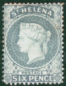 ST HELENA QV Classic Stamp SG.44 6d Grey (1887) Mint MM Cat £48- RBLUE117