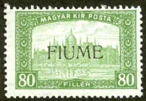 Fiume Sc# 15 MH 1918 80f Hungary Overprint