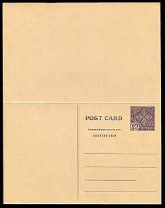 Bhutan mint 1967 Paid Reply Postal Card, Crossed Dorjis