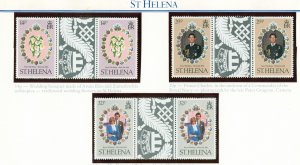 ST HELENA 353-5 MNH ROYAL WEDDING GUTTER PAIRS  BIN $2.00