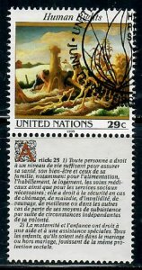 United Nations NY #627 Human Rights Article 25 used single w/ French label