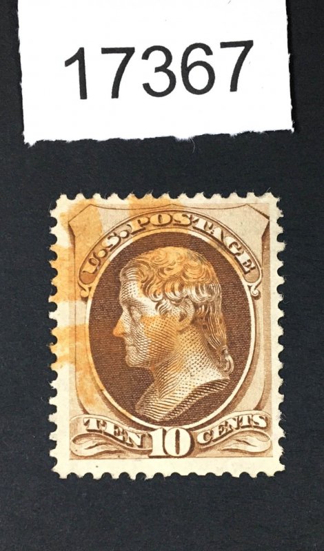 MOMEN: US STAMPS # 161 ORANGE CORK CANCEL USED $35 LOT #17367