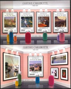 Togo 2015 Art Paintings G. Caillebotte Sheet + S/S MNH