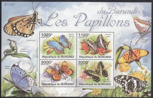 Burundi 2011 MNH Sc #891 Sheet of 4 Butterflies
