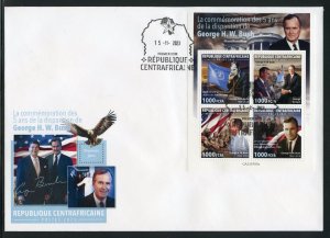 CENTRAL AFRICA 2023 5th ANNIVERSARY OF GEORGE H.W. BUSH  SHEET FDC