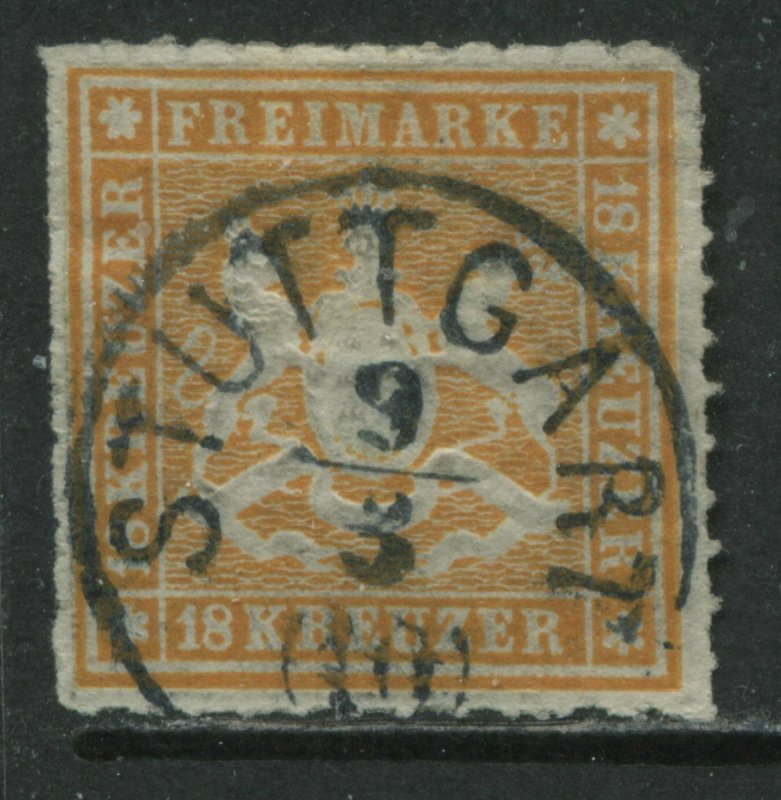 Wurttemberg 1867 18 kreuzer orange CDS used