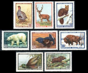 Russia 1916-1923,MNH.Fauna.Partridge,Grouse,Polar bear,Axis deer,Bison,Elk,1957