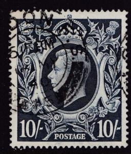 Great Britain 1939 10sh/- King George VI Indigo Shade var. VF/(o)/used