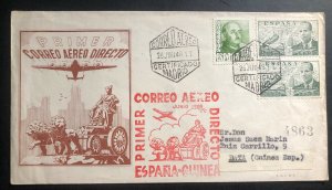 1948 Madrid Spain First Flight Airmail cover FFC To Bata Spanish Guinea