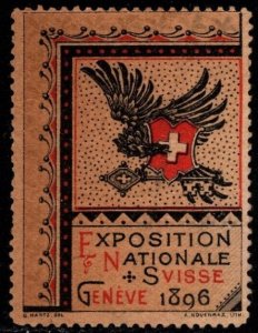 1896 Switzerland Poster Stamp National Exposition Geneva May 1-October 15