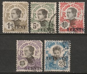 Indochina 1919 Sc 65,68-70,72 used